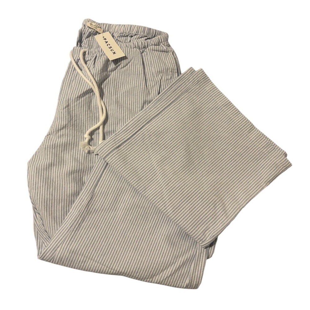 John Galt Anastasia Lounge Cotton Pants Blue White Striped OS Brandy Melville